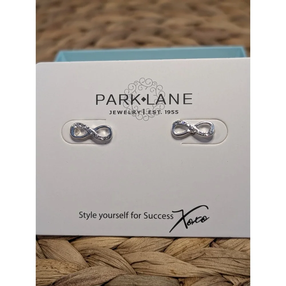 Park Lane Infinite Silver Tone Crystal Accent Pierced Earrings NWT